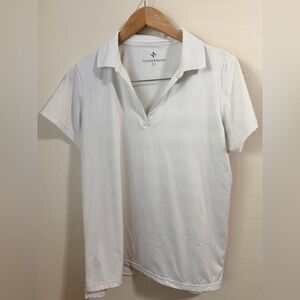 Tuckernuck White Short Sleeve Performance Jersey Caroline Polo size Large